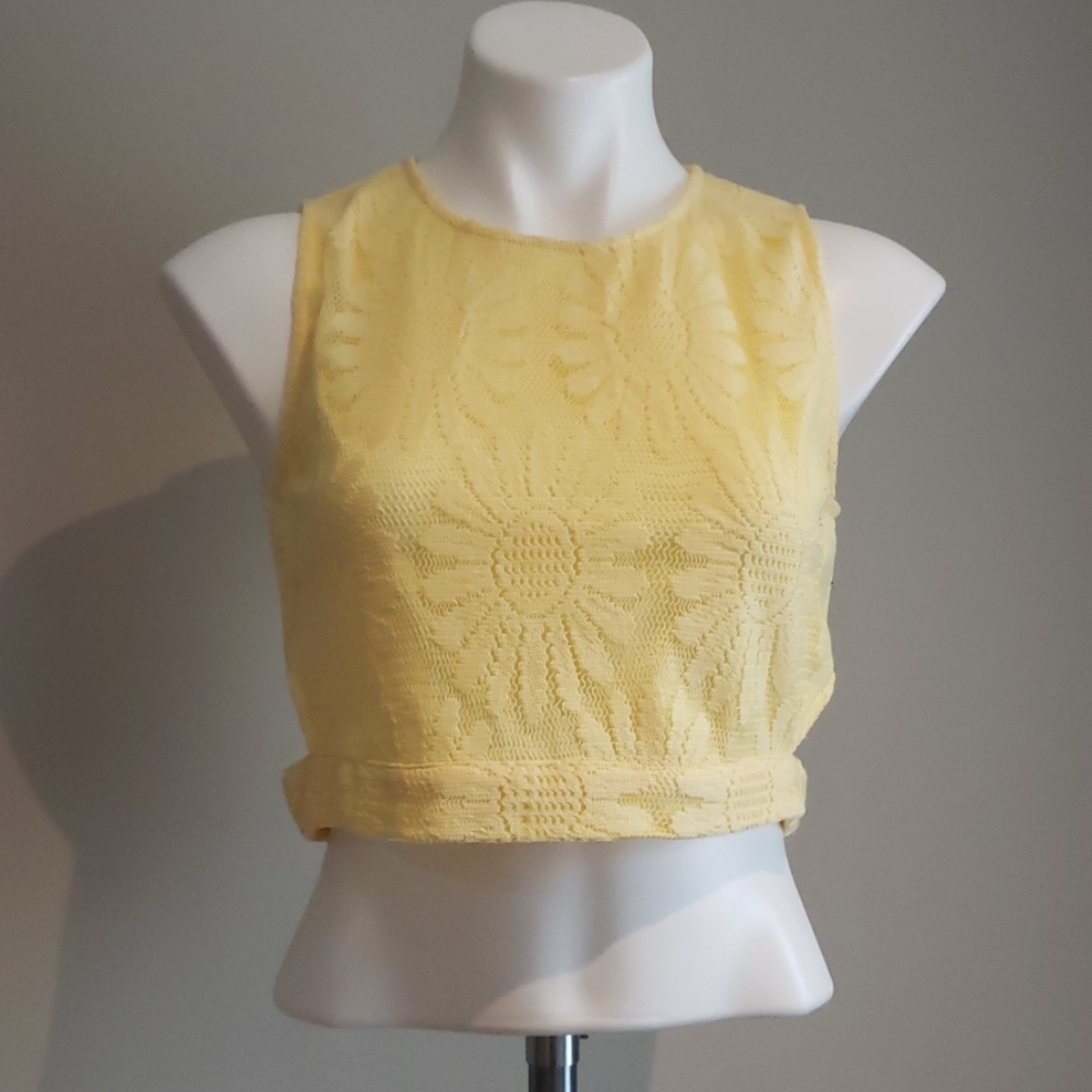 Forever 21 yellow flower crop top